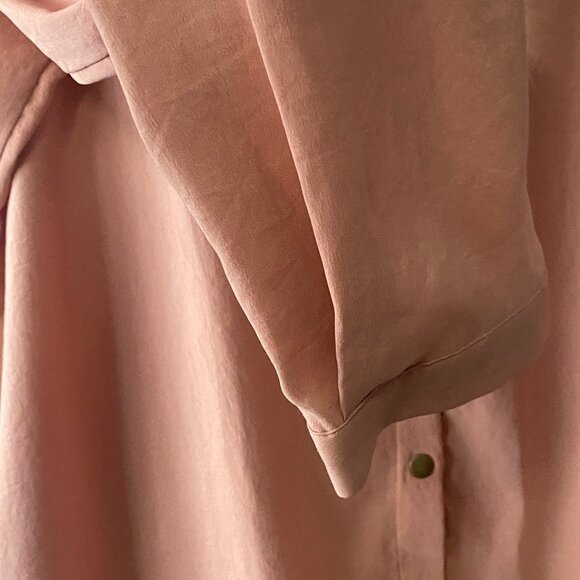 MarlaWynne Peach Bronze Toned Button Front Long Sleeve Tunic Shirt - Picture 7 of 13